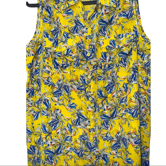 Club Monaco Silk Sleeveless button front floral shift dress - Picture 5 of 7